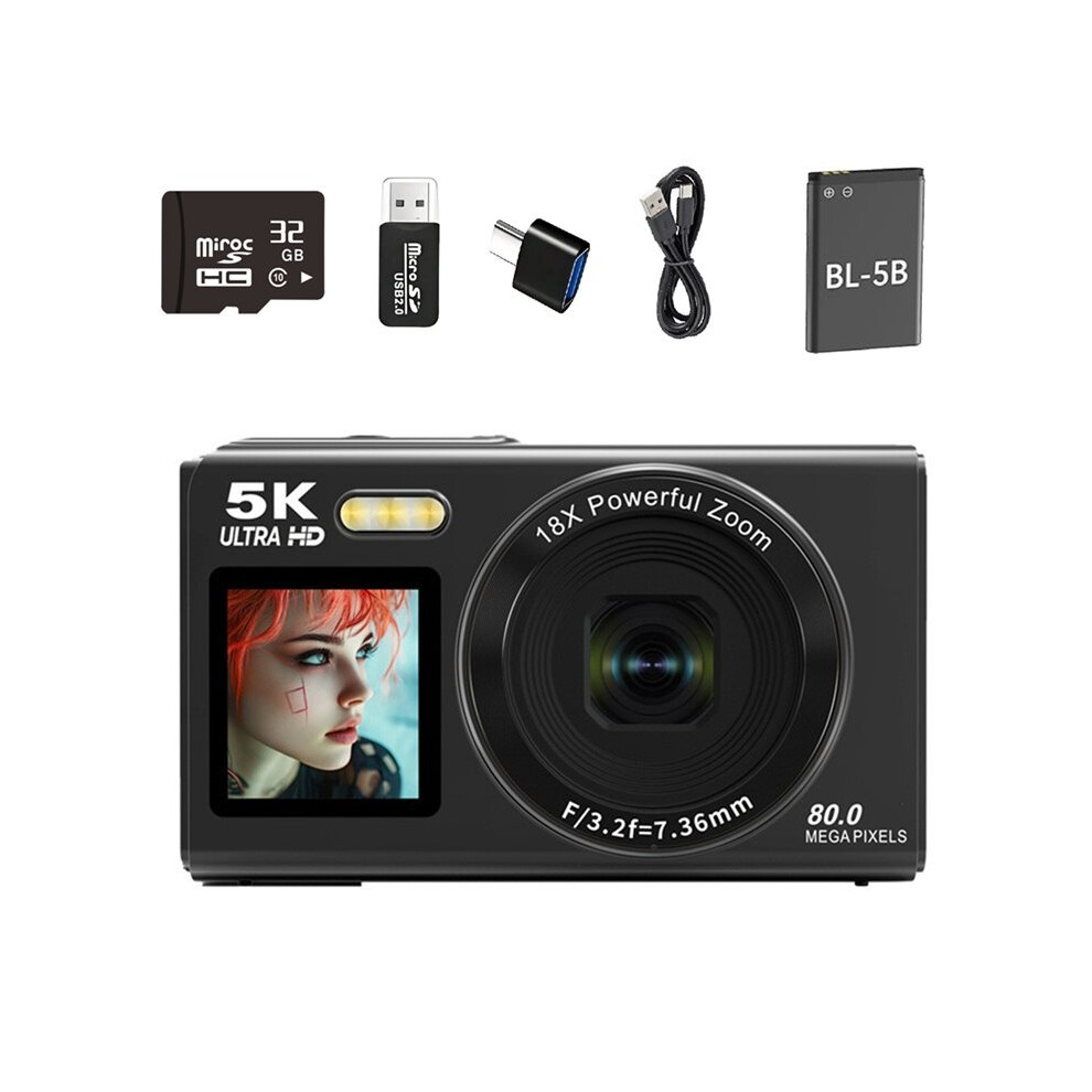 5K Digital Camera For Photography 75Mp 18X Digital Zoom Vintage Vlog Video Recorder With 180 Flip Screen Selfie Wifi 4712937314483