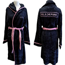 (L-XL, Black) BlackPink Unisex Adult Logo Dressing Gown