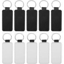 10Pcs Leather Keychain Blank Rectangle Keychain Sublimation Heat Transfer Keychain Kit Jewelry Making