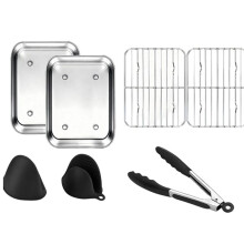 9 Piece Stainless Steel Air Fryer Accessories Set, Fits Rectangle Dual Basket Air Fryers