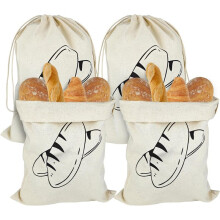 Packung mit 4 Leinenbrotbeuteln, Ungebleicht und Wiederverwendbar, 40 X 30 cm, Brotbeutel, Zubehör für die Herstellung Von Hausgemachtem Brot