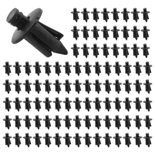 100Pcs Car Molding Door  5mm Hole Plastic Rivets Fixing Black.