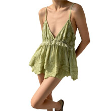 Women Peplum Tops Ruffle Camisole Tops Going Out Tank Tops Green L