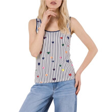 Striped Heart Print Tank Tops for Women U-Neck Sleeveless Sweaters Casual Ribbed Knit Shirts Light  S