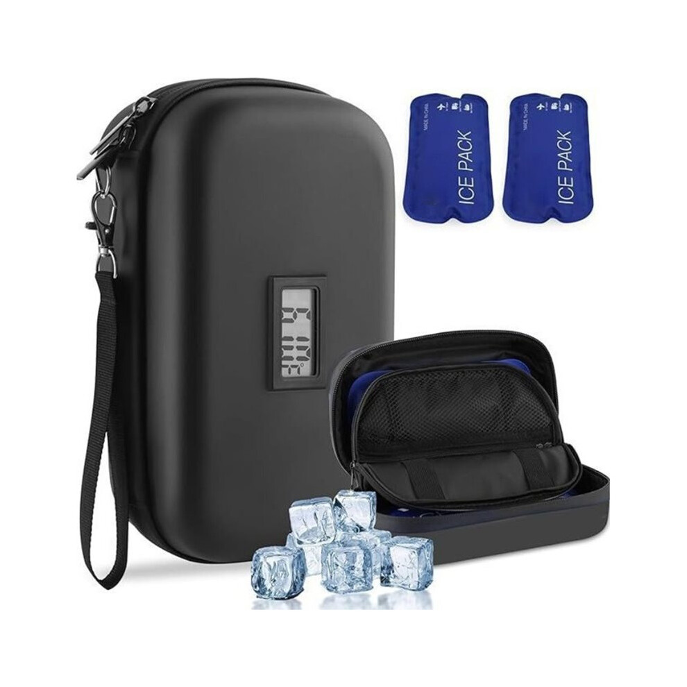Large Insulin Cooler Travel Case Insulin Cooler Bag Temperature Display for Diabetic Supplies Medicine Storage