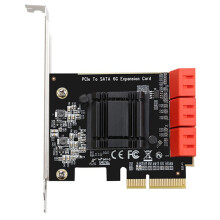 PCIe 4x to 6 Port SATA3.0 6Gbps PCIe to Adapter Controller Expansion Card ASM1166 for HDD SSD with 8cm/12cm Bracket