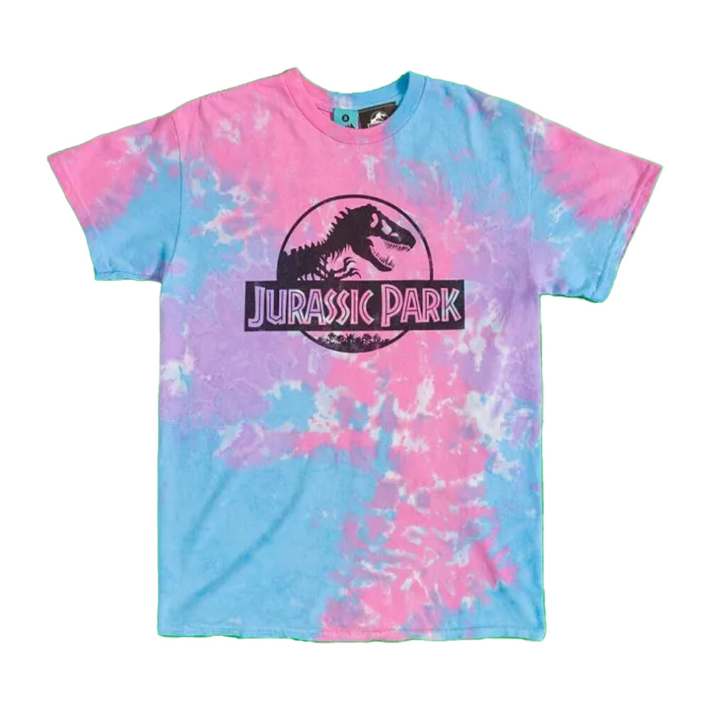 Jurassic Park (Xxl, Pink/Blue) Unisex Adult Tie Dye Logo T-Shirt Blue