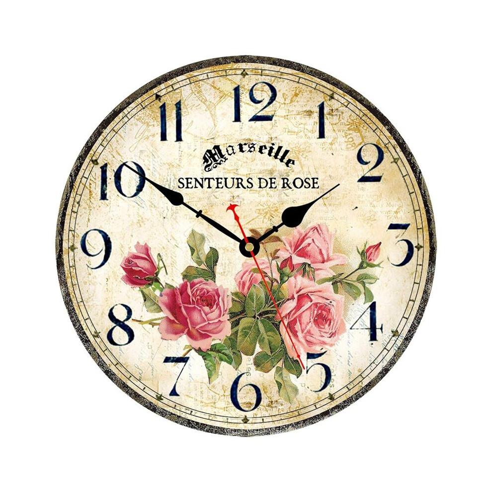 Floral Wall Clock, Bedroom, Household Circular Silent Clock, Simple and Fashionable Living Room Decoration Clock