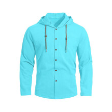 Men Linen Long Sleeve Button Down Shirt Summer Casual Hawaiian Beach Tops Light-Weight Hoodies Sky XXXL