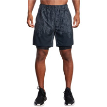 Herrgym Löparshorts för Män 2 i 1 Snabbtorkande Träningsshorts Tryck Svart XL