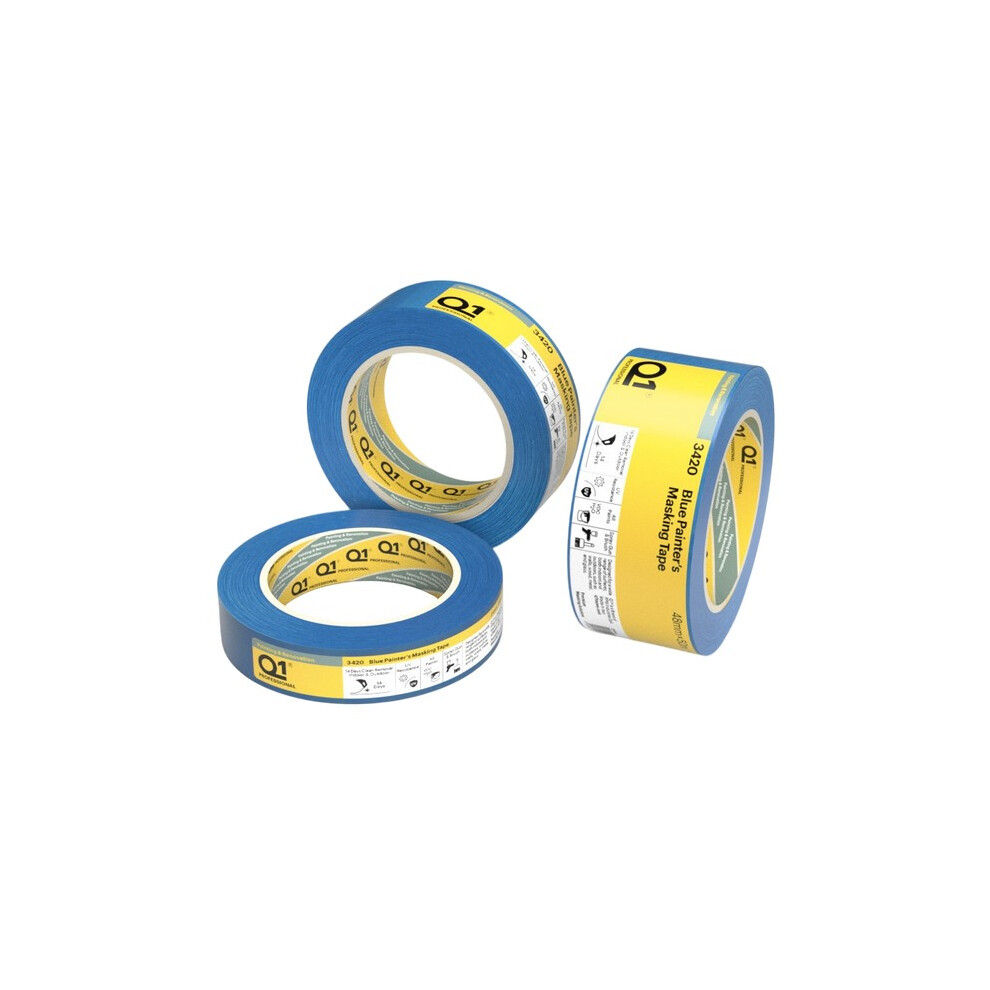 (50M X 25Mm, Blue) Q1 Blue Painters Masking Tape 5063852759613