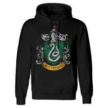 (L, Black) Harry Potter Unisex Adult Slytherin Distressed Hoodie