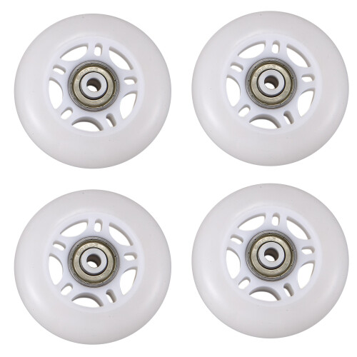 4 Pack Inline Skate Wheels Beginner's Replacement Wheel with Bearings 70mm White