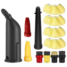 12-Delige Set Accessoires voor SC1 SC2 SC3 SC4 Stoomreiniger: Verlengstuk, Ronde Borstel, Stoomhulzen en Gebogen Mondstuk