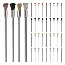 40 Pieces Extended Wire Brush for Cleaning, Steel Wire Cleaning End Brushes Rust Pen 3mm Mandrel Rust Paint Removal