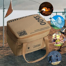 30L Collapsible Cooler Bag Waterproof Insulated with Tactical Storage Pouch for Camping Picnics Food Transport Black