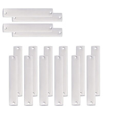 16Pcs 304 Stainless Steel Connector Charms, Blank Tags Rectangle Stamping Blank Tags with 2 Holes for Engraving