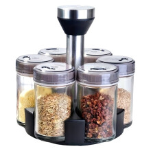 360 Drehbares Gewürzflaschen-Set, Glas-Gewürzregal Zur Aufbewahrung Von Salz, Zucker und Pfeffer, Küchenorganizer