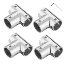 4 Pack Boat Handrail Tee, 316 Stainless Steel 90 Degree Marine T Connector , T Joint for Yacht Deck Railing 25mm