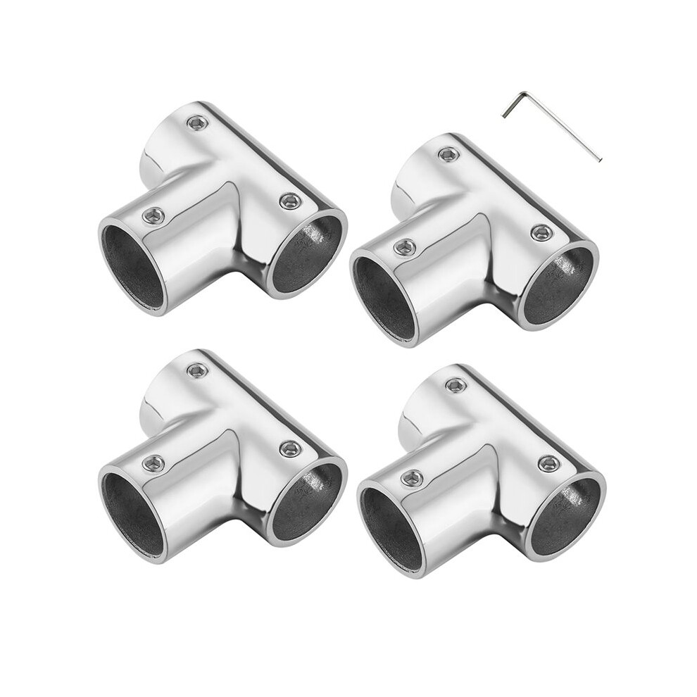 4 Pack Boat Handrail Tee, 316 Stainless Steel 90 Degree Marine T Connector T Joint For Yacht Deck Railing 25Mm 4713921940343
