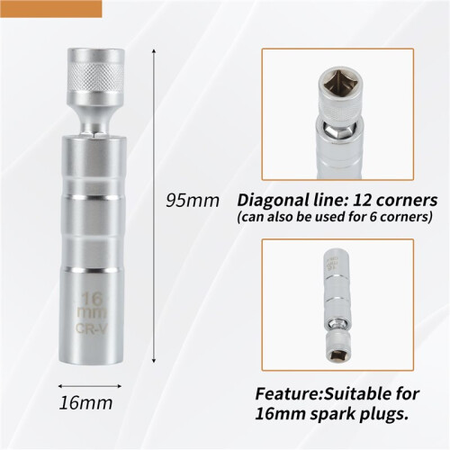 Extend  Socket Wrench 12 Angle Repairing Removal Tool Thin Wall 3/8 Inch Drive Sockets Auto Repair Tool 16mm