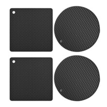 4 Pack Silicone Trivets for Hot Dishes, Heat-Resistant Non-Slip Hot Pads for Kitchen Countertops and Tables