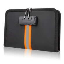 Fireproof Money Bag,Money Bag with Lock and Zipper,Safe Fireproof Waterproof,Suitable for Cash, 8.2x5.7Inch