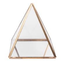 Glass Jewelry Box Golden Geometric Decorative Box Geometric Glass Pyramid Ring Holders for Wedding Birthday Gift L