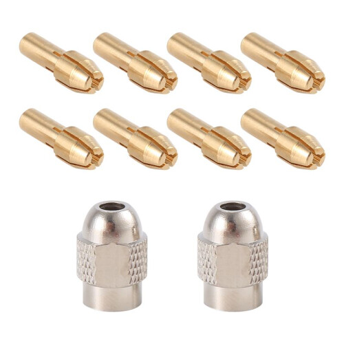 10Pcs Brass Collet for , Replacement 4485 Quick Change Rotary Drill Nut Tool Set with Two Metal Change Collet Nut