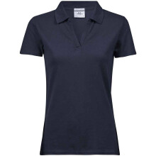 (3XL, Navy) Tee Jays Womens/Ladies Luxury Stretch V Neck Polo Shirt