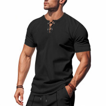 Magliette Henley Slim per Uomini con Muscoli, Maglietta A Collo Rotondo, Maglietta da Palestra, Maglietta Sportiva Nero S