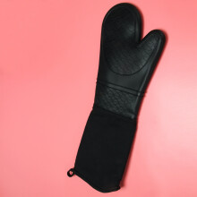 Extra Long Silicone Oven Mitts Heavy Duty Commercial Grade Oven Mitts Heat Resistant Bbq Gloves with Quilted Cotton Lining 2 Pack