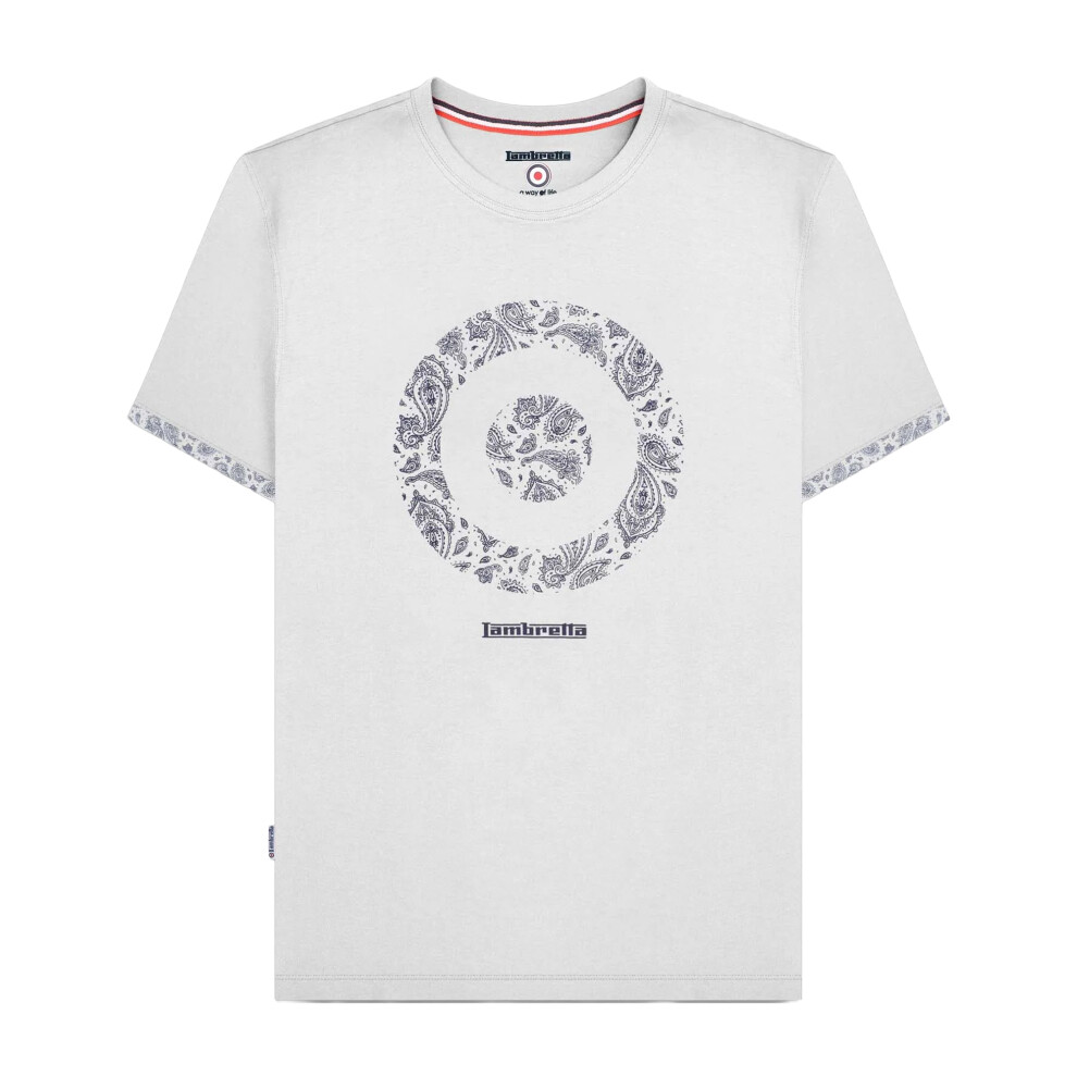 Lambretta (Xxl, White) Mens Ss25 Paisley Target T-Shirt