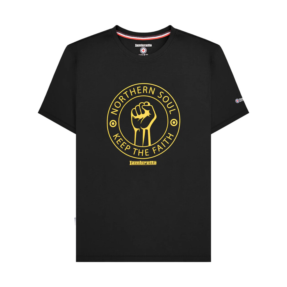 Lambretta (3Xl, /Gold) Mens Northern Soul Big & Tall T-Shirt Black