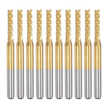 10PCS Titanium Coat Carbide End Mill Engraving Milling Cutter CNC Router Bits for PCB Machine, 1/8 Inch Shank 2.2Mm