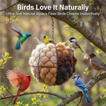 Nido de Pájaros de Fibra Hecho A Mano - Soporte de Material Recargable para Pájaros Silvestres y Colibríes para Amantes de las Aves