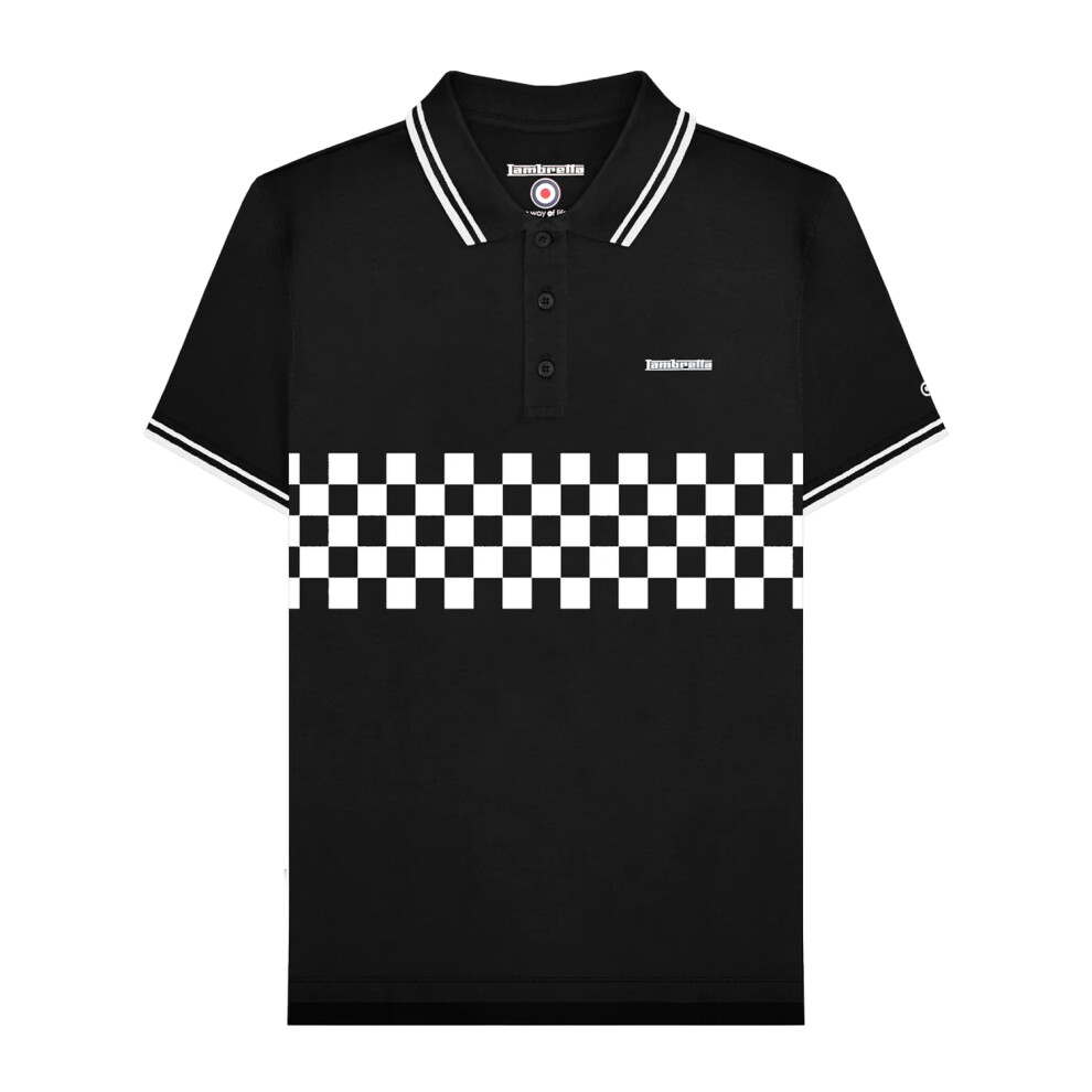 Lambretta (4Xl, /White) Mens Ss25 Two Tone Tipped Big & Tall Polo Shirt Black