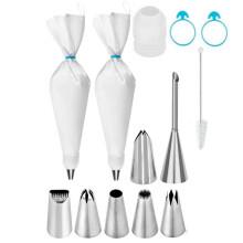 Umweltfreundliches Set Aus Spritzbeuteln und Tüllen Aus Baumwolle zum Dekorieren Von Torten, Inklusive Verschiedener Größen und Zubehör