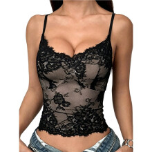 Women'S Lace Crop Bustier Corset Tank Top Going Out Tops Black S