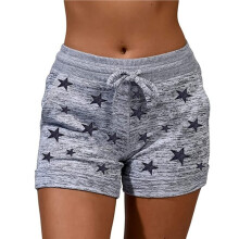 Sweat Shorts Womens Comfy Athletic Shorts High Waisted Workout Running Shorts Jogger Short Pants Light Gray Star XXL