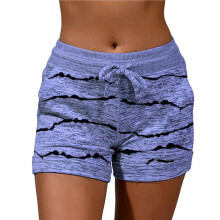 Short de Sport Confortable pour Femme, Taille Haute, Idéal pour la Course et le Jogging Rayures Colorées M