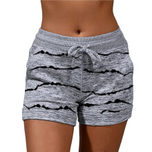 Sweat Shorts Womens Comfy Athletic Shorts High Waisted Workout Running Shorts Jogger Short Pants Light Gray Stripes M