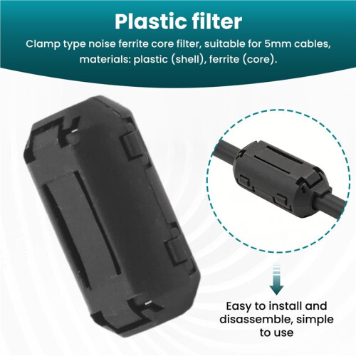 6 Pcs Clip  EMI RFI Noise Ferrite Core Filter for 5mm Cable 2