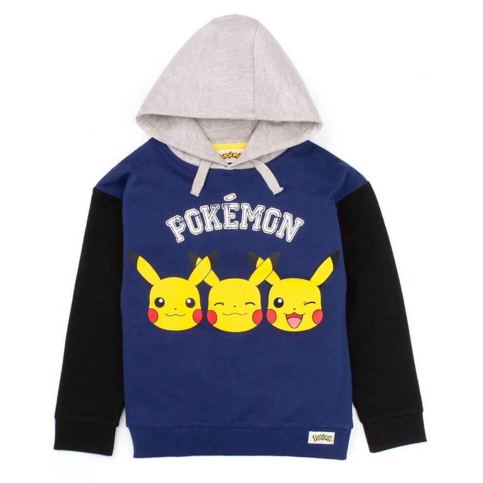 Pokémon (13-14 Years, ) Pokemon Boys Pikachu Face Drawstring Hoodie Blue
