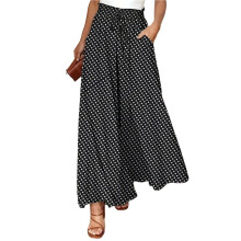 Kvinnors Avslappnade Vida Byxor med Hög Midja, Flödande Strandbyxor, Sommar Boho Loungebyxor med Fickor Grafitfärg L