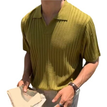 da Uomo Casual Estiva A Maniche Corte, Ideale per Vacanze al Mare, In Maglia Elasticizzata, Perfetta per il Verde M