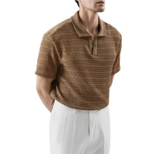 da Uomo Casual Estiva A Maniche Corte per Vacanze al Mare e Marrone L