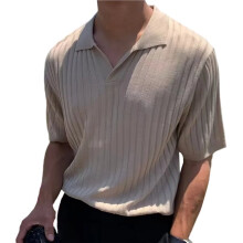 da Uomo Casual Estiva A Maniche Corte, Ideale per Vacanze al Mare, In Maglia Elasticizzata, Perfetta per il Cachi XL