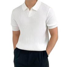 da Uomo Casual Estiva A Maniche Corte, Ideale per Vacanze al Mare, In Maglia Elasticizzata, Perfetta per il Bianco L