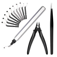 13pcs Deburring Tool with HSS Blades, Deburring Tool 3D Printing with Micro Cutter Tweezers Deburrin Tool Set for Resin